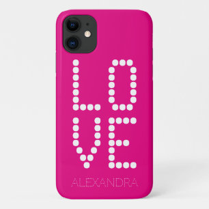 Capa Para iPhone 11 Nome Personalizado e Monograma Smart Font Rosa Que