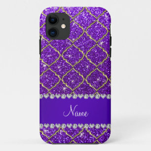 Capa Para iPhone 11 Nome personalizado: gold indigo roxo glitter moroc