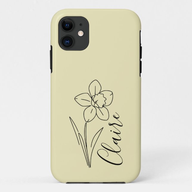 Capa Para iPhone 11 Nome personalizado March daffodil Birth Flower (Verso)
