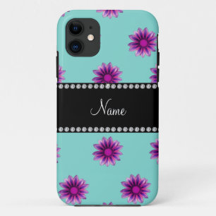 Capa Para iPhone 11 Nome personalizado marisca verde roxo flor rosa pi