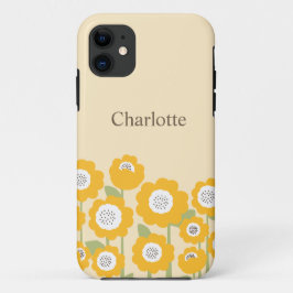Capa Para iPhone 11 Nome personalizado mínimo de girassol moderno mini