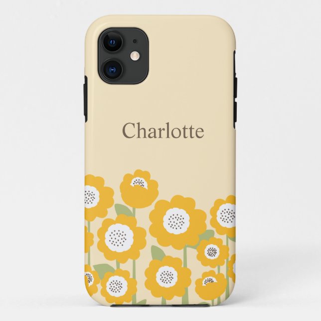 Capa Para iPhone 11 Nome personalizado mínimo de girassol moderno mini (Verso)