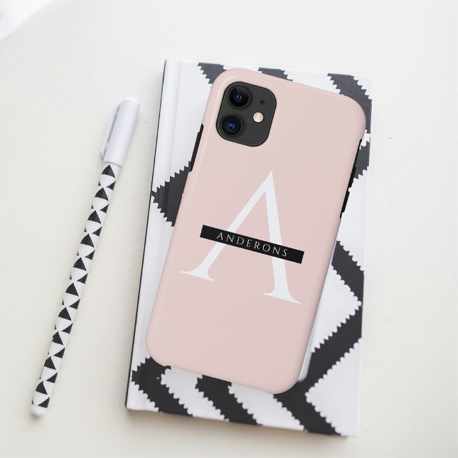 Capa Para iPhone 11 Nome Personalizado Mínimo do Pink do Pastel (Criador carregado)