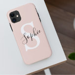 Capa Para iPhone 11 Nome Personalizado Moderno Monograma Pastel Rosa<br><div class="desc">Nome Personalizado Moderno Monograma Pastel Rosa</div>