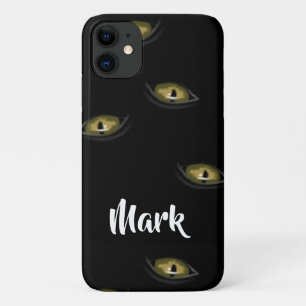 Capa Para iPhone 11 Nome personalizado olhos de gato em preto