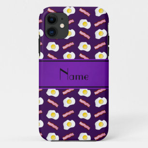 Capa Para iPhone 11 Nome personalizado Ovos de bacon roxo