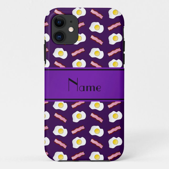 Capa Para iPhone 11 Nome personalizado Ovos de bacon roxo (Verso)