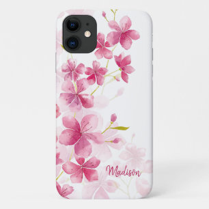 Capa Para iPhone 11 Nome Personalizado Padrão Moderno De Flores De C