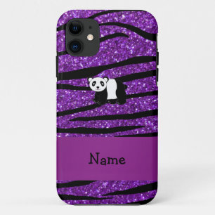 Capa Para iPhone 11 Nome personalizado panda zebra roxa