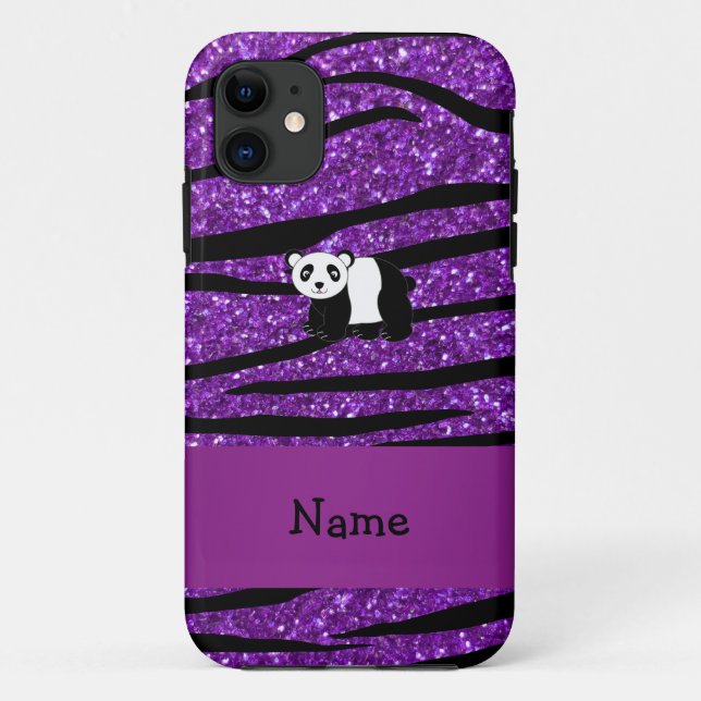 Capa Para iPhone 11 Nome personalizado panda zebra roxa (Verso)