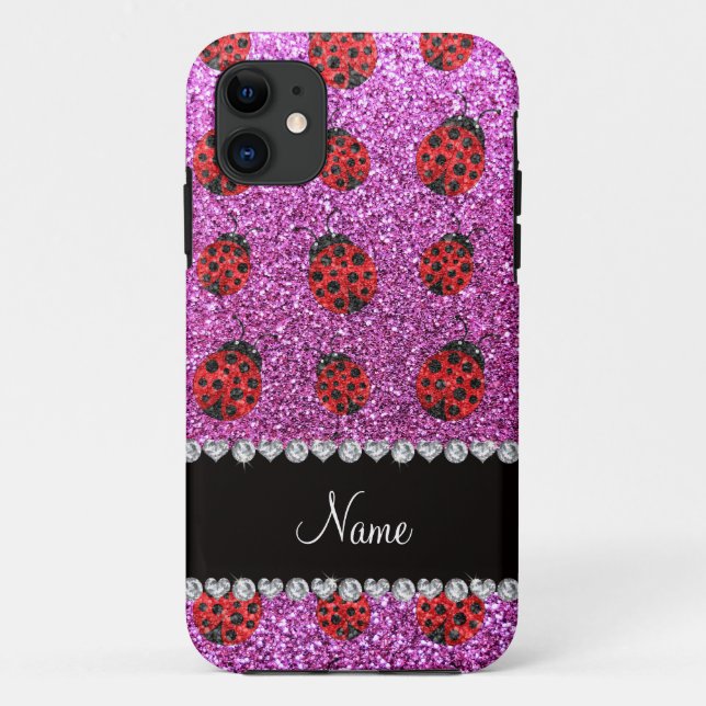 Capa Para iPhone 11 Nome personalizado pastel roxo ladybug (Verso)
