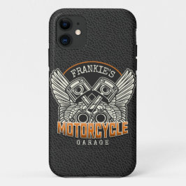 Capa Para iPhone 11 Nome Personalizado Pistões Asas Motociclismo Garag