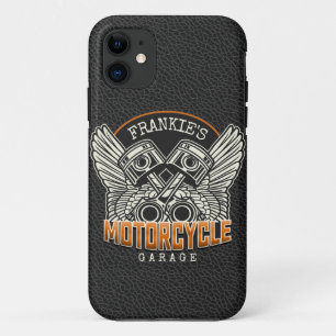 Capa Para iPhone 11 Nome Personalizado Pistons Asas Motocicleta Garage