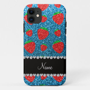 Capa Para iPhone 11 Nome personalizado sky blue glitter morberry