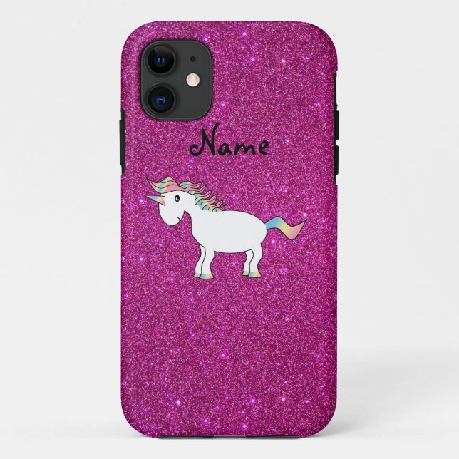 Capa Para iPhone 11 Nome personalizado unicórnio cor-de-rosa (Verso)