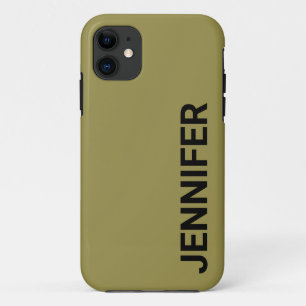 Capa Para iPhone 11 Nome Personalizado Verde Offbeat Sólido
