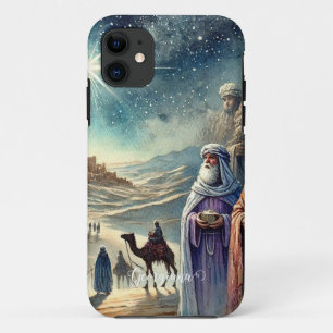 Capa Para iPhone 11 Nome Personalizado Vintage Watercolor Três Sábios