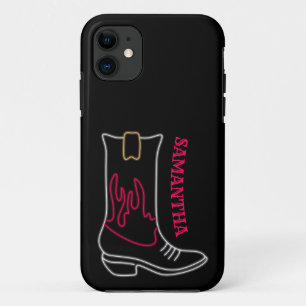 Capa Para iPhone 11 Nome Personalizável de Arranque do Neon Cowboy