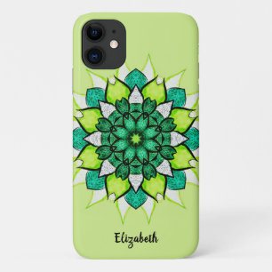 Capa Para iPhone 11 Nome verde da mandala de abstrato