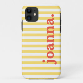 Capa Para iPhone 11 Nome / Vintage Classic Yellow & White Strips