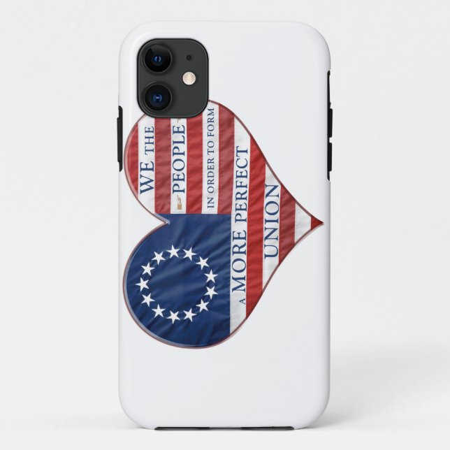 Capa Para iPhone 11 Nós, o Pessoas American Flag Heart (Verso)