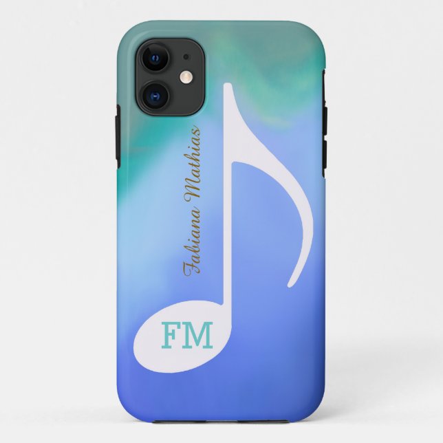 Capa Para iPhone 11 nota musical de cores pastel personalizada (Verso)