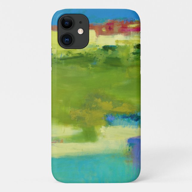 Capa Para iPhone 11 Notas de campo - Arte verde Abstrato (Verso)