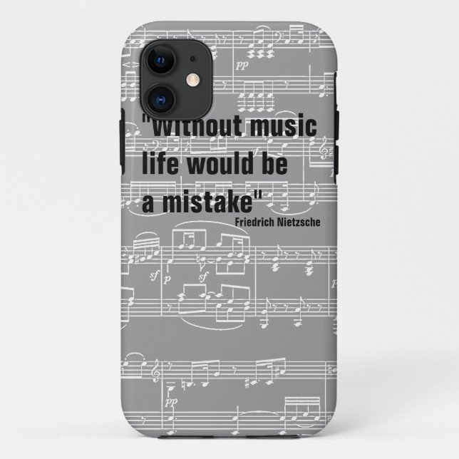 Capa Para iPhone 11 notas musicais e citação temática musical (Verso)