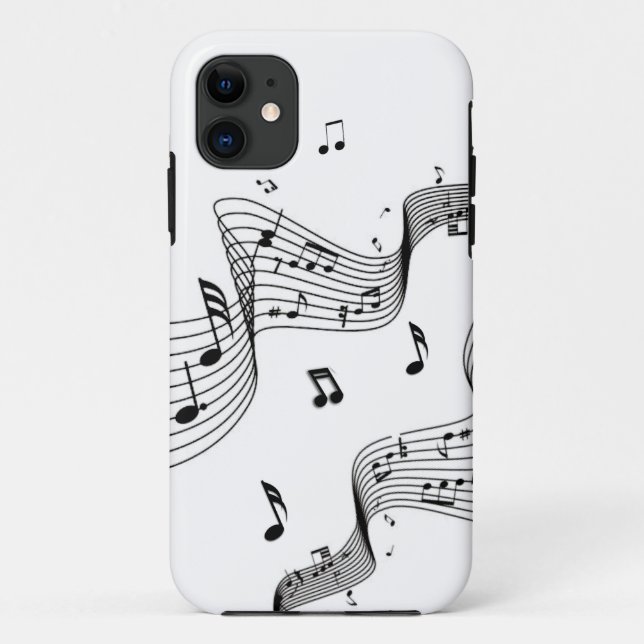 Capa Para iPhone 11 Notas Musicais em Branco  (Verso)