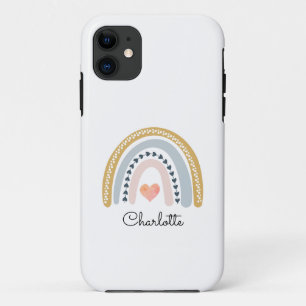 Capa Para iPhone 11 Notebo Personalizado do Boho Watercolor Rainbow Ki