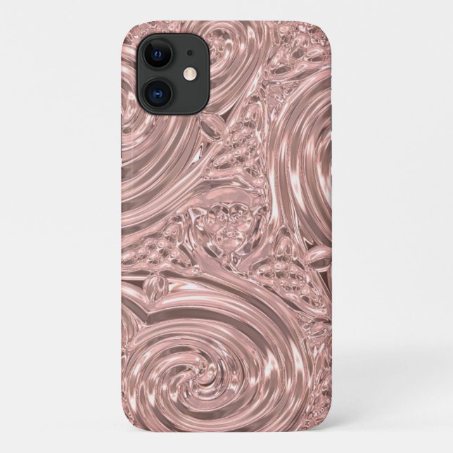 Capa Para iPhone 11 Nouveau vitoriano elegante rosa metálico (Verso)