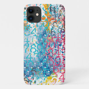 Capa Para iPhone 11 Números Corações Adoram Colagem de Grafites