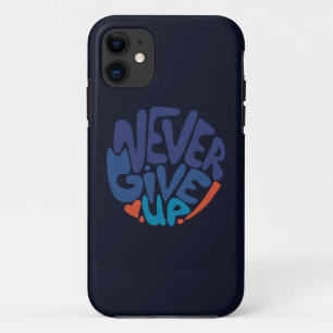 Capa Para iPhone 11 Nunca desistir - citação de Aniversário Azul e Ver