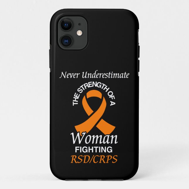 Capa Para iPhone 11 Nunca Subestimar/Fita/Mulher...RSD/CRPS (Verso)