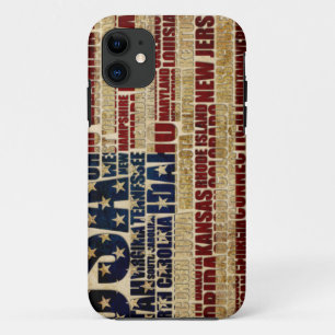 Capa Para iPhone 11 Nuvem de Palavras da Bandeira dos EUA Arte com Tod