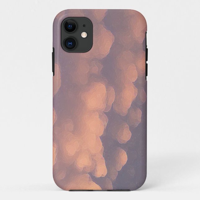 Capa Para iPhone 11 Nuvens de Bola de Algodão Rosa (Verso)