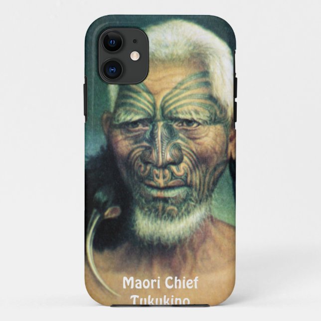 Capa Para iPhone 11 NZ Nova Zelândia Maori Chieftain Art iPhone 5 Case (Verso)