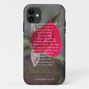 Capa Para iPhone 11 O amor é paciente, Corinthians, botão da rosa