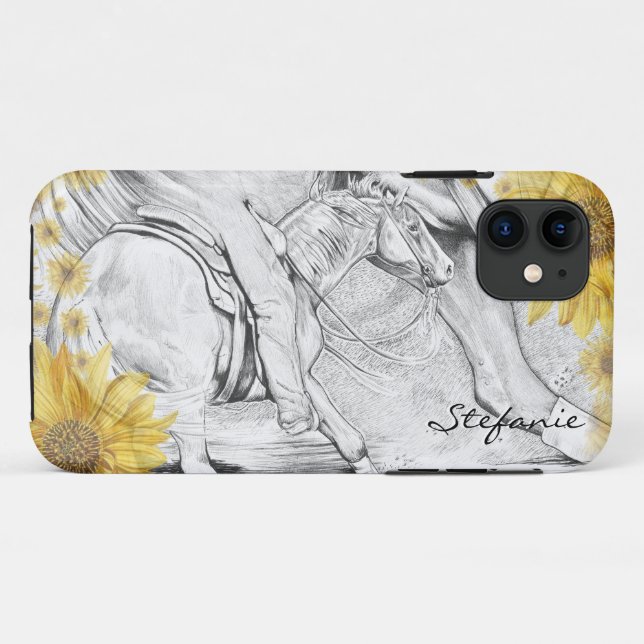 Capa Para iPhone 11 O Cortador (Girassóis) III (Verso (horizontal))