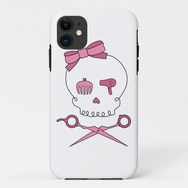 Capa Para iPhone 11 O crânio acessório do cabelo & Scissor Crossbones (Verso)