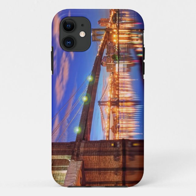 Capa Para iPhone 11 O East River, ponte de Brooklyn, Manhattan (Verso)