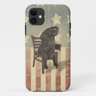 Capa Para iPhone 11 O elefante do GOP toma à cadeira o humor engraça