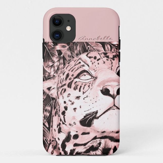 Capa Para iPhone 11 O Jaguar (rosa) (Verso)