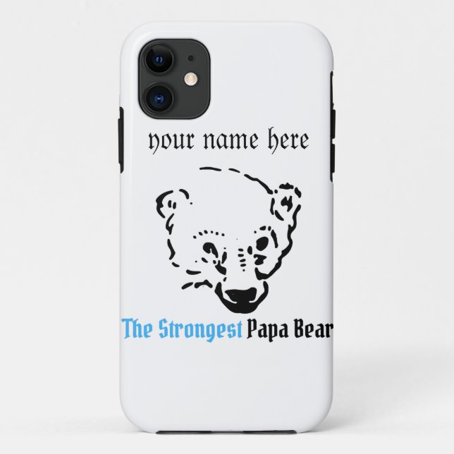 Capa Para iPhone 11 o mais forte urso papa, presente de Pai Simples (Verso)