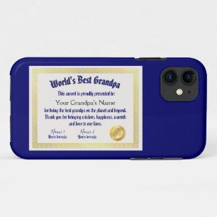 Capa Para iPhone 11 O melhor certificado de prêmio de avô do mundo