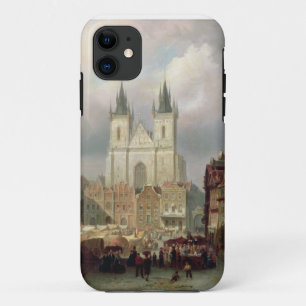 Capa Para iPhone 11 O mercado velho em Praga, 1881 (óleo no canva