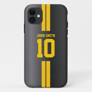 Capa Para iPhone 11 O ouro listra a caixa escura do iPhone 5 do jérsei