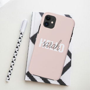 Capa Para iPhone 11 O Pastel Moderno Pink Hello E Você Nome