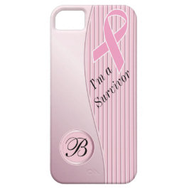 Capa Para iPhone 11 O rosa listra o monograma do sobrevivente | DIY do