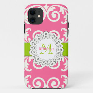Capa Para iPhone 11 O verde cor-de-rosa roda case mate floral do